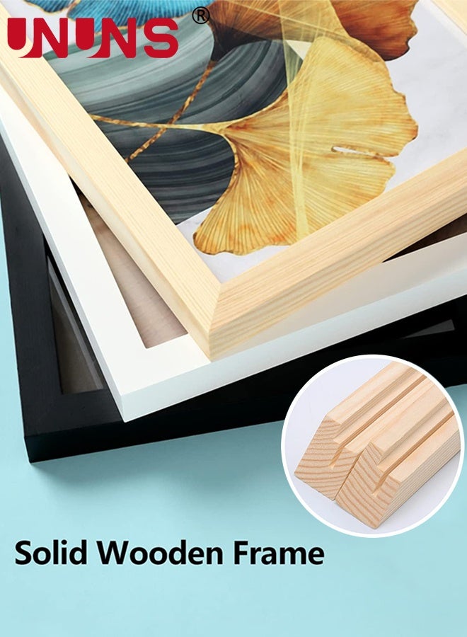 UNUNS A3 picture frame,2pack Wooden Photo Frame Set with Mount,Display Pictures,Wall Hanging Photo Frames,Natural Wood,Beech Wood,29.7*42CM - Image 2